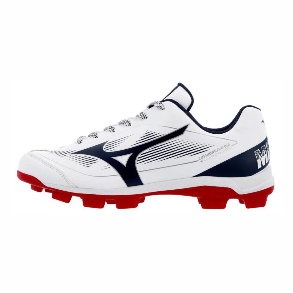 320707 White Navy Men's CUSHIONREVO DIAMOND TPU Baseball Cleat