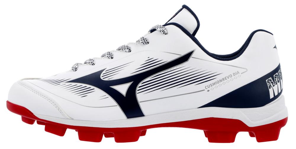 320707 White Navy Men's CUSHIONREVO DIAMOND TPU Baseball Cleat